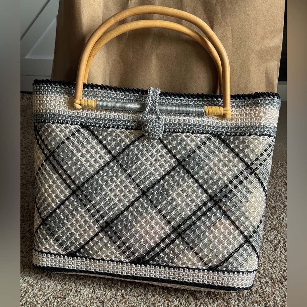 Elegant‎ Woven Handbag with Bamboo Handles